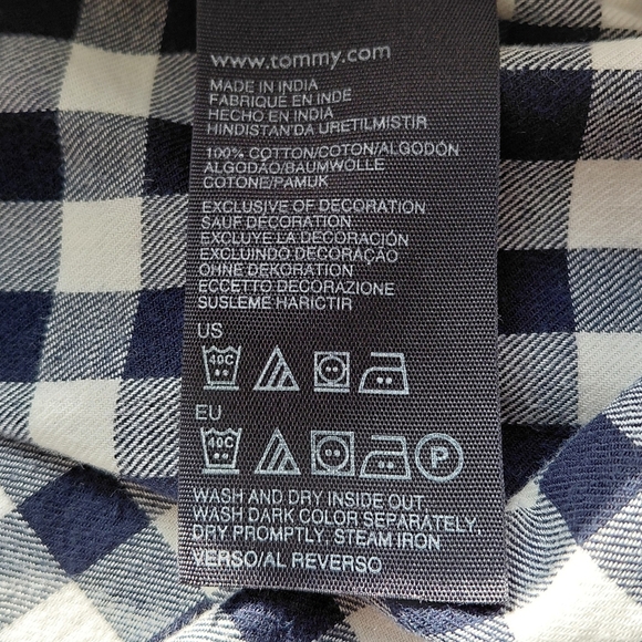 Tommy Hilfiger Navy and Cream Checkered Shirt - Picture 5 of 5